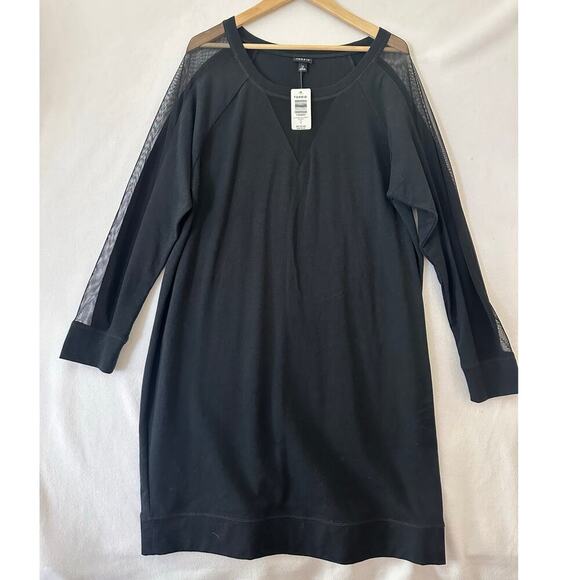 NWT Torrid Mesh Sleeve Sweatshirt Dress 2 2X Black Witchy - Picture 1 of 9